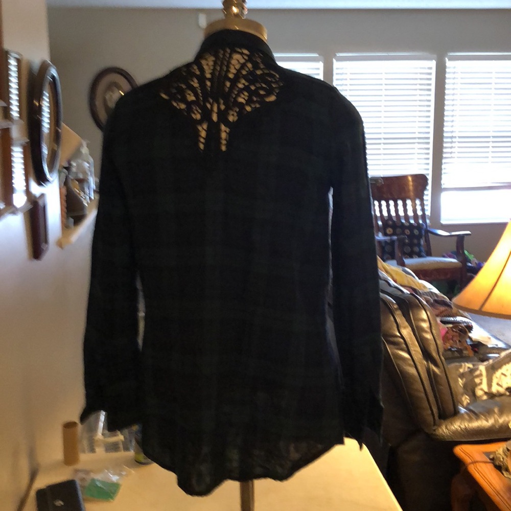 Plaid flannel shirt lace back